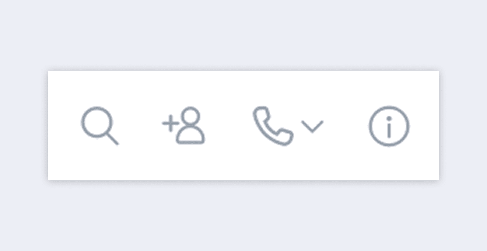 Иконки поиска, контактов, звонков и раздела «Информация» вынесены на верхнюю панель группового чата