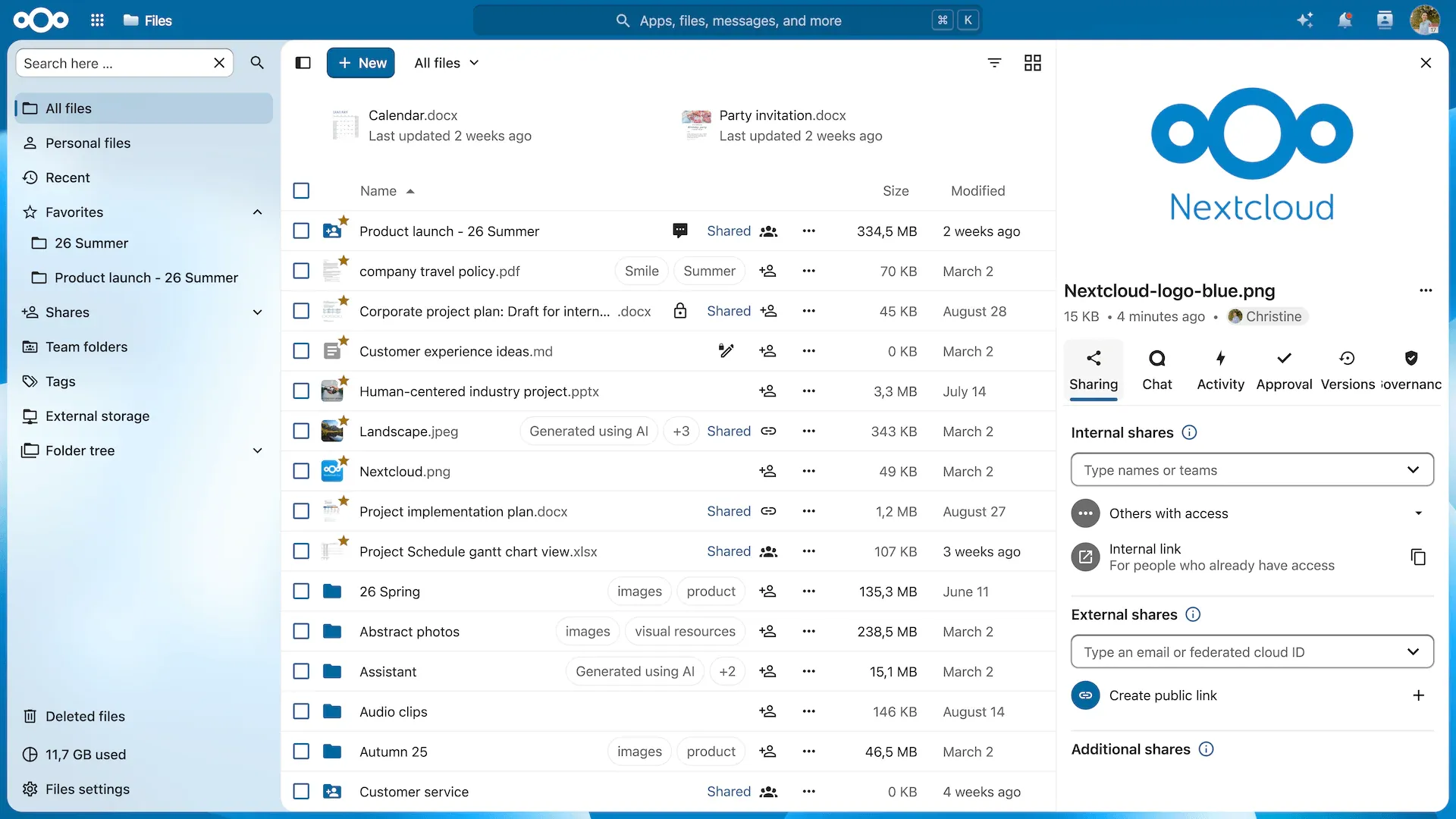 Интерфейс платформы Nextcloud, источник nextcloud.com